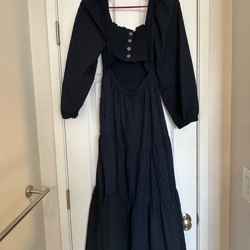 Madewell Lucie Cutout-Back Midi Dress, Indigo, Size Small